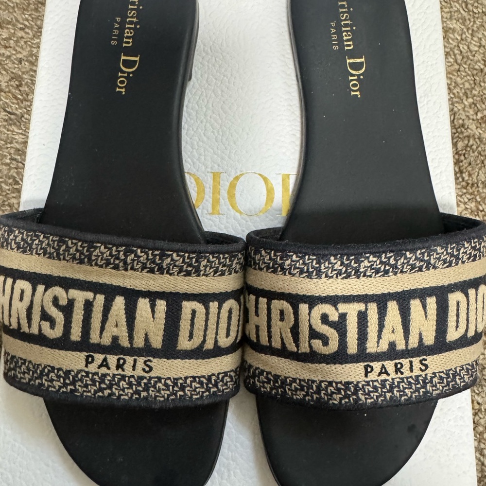 Dior Women's Black and Beige Sandals